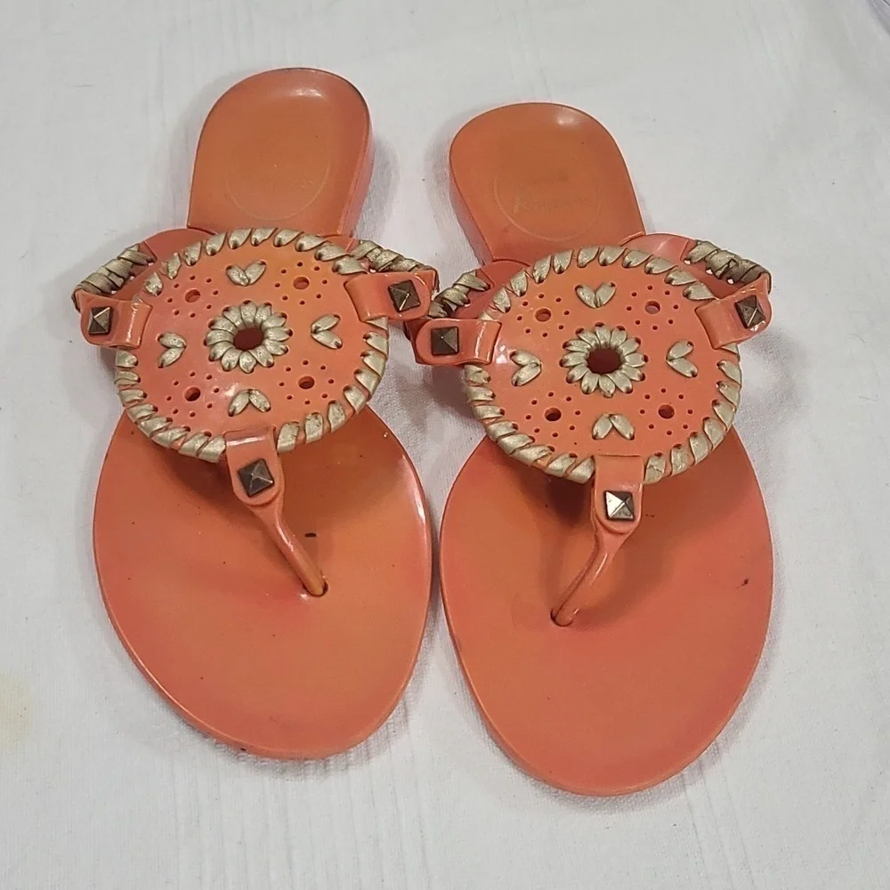 Jack Rogers Womens‎ Sandals Orange/Gold Slip-ons Size 5 GUC